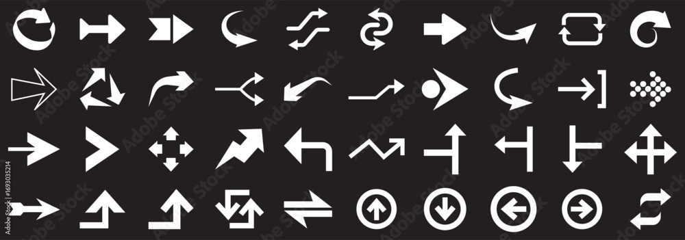 Poster arrow and cursor icons. arrow icons set. black arrow icon big sets. collection different arrows sign