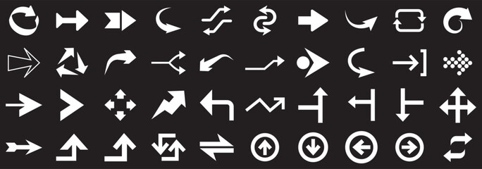 Arrow And Cursor Icons. arrow icons set. Black arrow icon big sets. Collection different arrows sign. Set different cursor arrow direction symbols in flat style. Black arrows icons – stock vector 