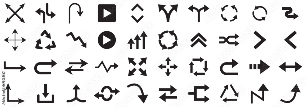 Poster arrows big black set icons, arrow vector collection cursor. arrow vector collection. collection diff