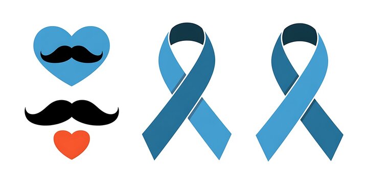Support male health awareness with mustaches and blue ribbons symbolizing hope and advocacy