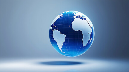 3d globe earth world map blue background