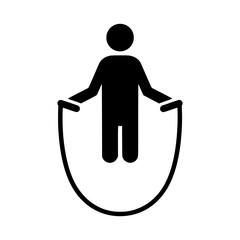 Solid black vector icon of a person jumping rope