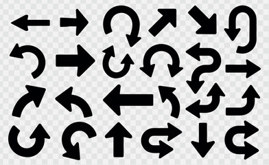 Navigation Arrow Collection – Black Vector Signs for Infographics and Guides
