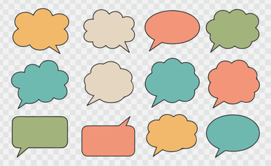 Set of hand-drawn speech bubbles. Speech balloon, frames, stylish, handwritten, doodle