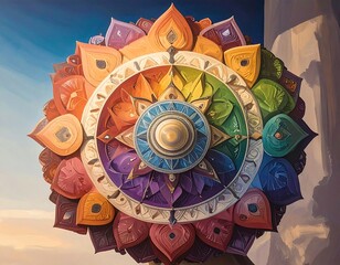 Colorful, intricate, circular design