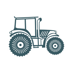 Classic tractor illustration with rugged wheels and sturdy cabin, perfect for agricultural themes and vintage designs