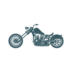 Obraz premium Powerful custom motorcycle silhouette showcasing intricate engine details and classic chopper design, perfect for automotive enthusiasts and lifestyle brands.