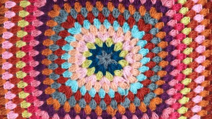 brown hands crocheting colorful yarn. multicolor yarn wool textured pattern for crochet. crochet...