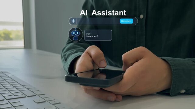 Online support Chatbot conversation. Virtual assistant, artificial intelligence bot software automation technology.Customer person using chat service to get support.Ai assistant support chat.	