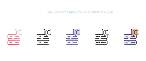 Ai Server icon design with white background stock illustration