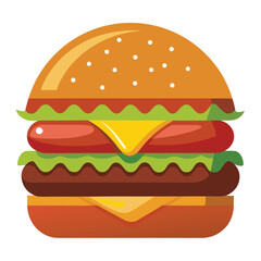 Delicious bbq beef burger with smoky sauce vector illustration