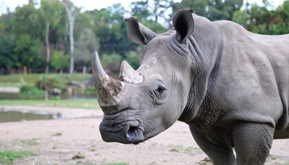 Close-up of a rhino in a zoo
