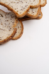 Freshly sliced ​​sourdough bread with a textured texture. Food.