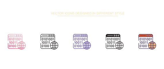 Binary Network icon design with white background stock illustration