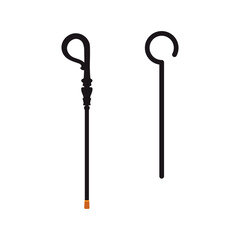 Elegant vintage shepherd's crook and antique walking stick symbols representing guidance, tradition, and leadership in a stylized design