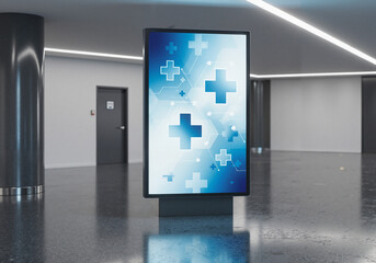 Advertising for healthcare services modern layout with digital medical cross design