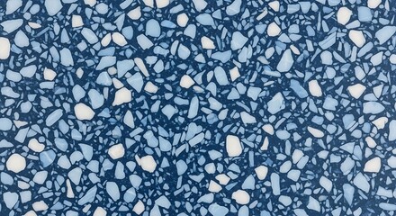 Blue terrazzo tile texture background.