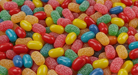 Colorful Jelly Beans Assortment Close Up.