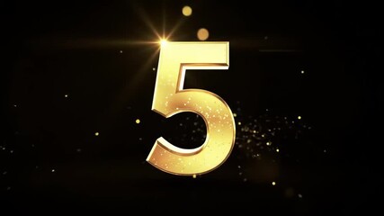  Gold Number 5 Sparkle Animation 