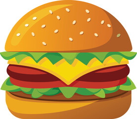 Spicy jalapeno burger with cheese and lettuce illustration for food design