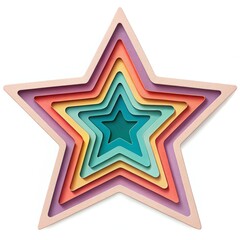 Fototapeta premium Layered papercut illustration of multicolor star shape in concentric design