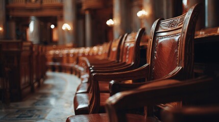 Senate Chamber: Rows of Chairs in a Grand Parliamentary Interior for Political Debates and Governmental Decisions