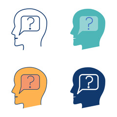 Dysnomia disorder flat and line icon set