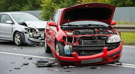 Two cars involved in a traffic accident on the road