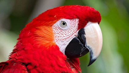 Close-up of a scarlet macaw's head