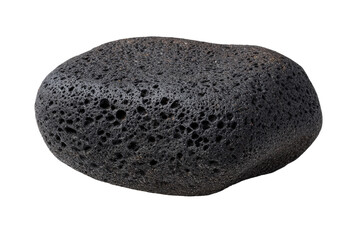 A single black porous volcanic lava stone isolated.