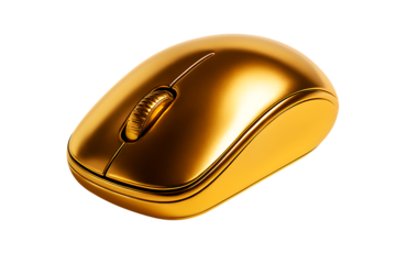 Luxurious golden computer mouse symbolizing wealth and technology innovation transparent background