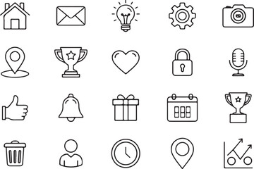 Collection of Outline Icons for Web and App Design symbol graphic