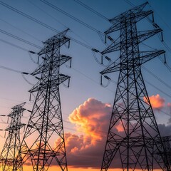power, electricity, energy, tower, sky, electric, line, pylon, cable, sunset, industry, high, wire, voltage, electrical, blue, steel, lines, industrial, technology, transmission, supply, silhouette, e
