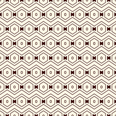 Zigzag seamless pattern. Hexagon mosaic tiles ornament. Ethnic surface print. Repeated geometric figures background. Ornamental wallpaper. Modern geo design digital paper. Vector abstract art