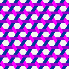 Hexagonal seamless pattern. Honeycomb surface print. Mosaic tiles flooring background. Wicker, weave, entwine effect geometric ornament. Modern geo design wallpaper. Vector abstract digital paper