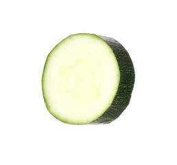 Slice of fresh ripe zucchini isolated on white