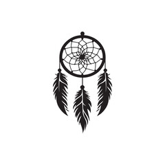 Dream catcher silhouette, Dreamcatcher Drawing vector clean black silhouette design white background, Dream Catcher Icon