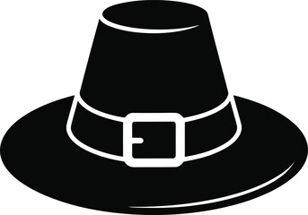Detailed Silhouette Illustration of a Black Pilgrim Hat Vector Design Element: A Classic Symbol Depicted in a Clean, Modern Style with a Bold, Striking Appearance