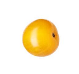 One ripe yellow tomato isolated on white