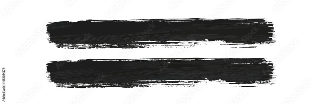 Poster black grunge brush strokes horizontal stripes with rough edges isolated on white background paint te