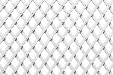 Abstract white geometric grid with interlocking diamond shapes.