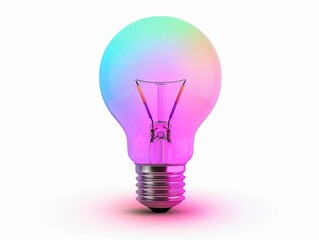 Fototapeta premium Colorful light bulb illuminating a vibrant display with a blend of pink, purple, and blue hues