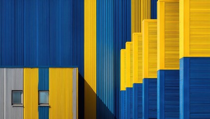 Abstract architectural facade with vibrant colors