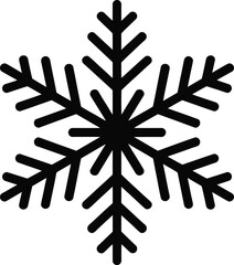 Simple Snowflake Silhouette Vector Illustration on Transparent Background Depicting Winter Season with Basic Black Design for Graphic Projects and Decoration