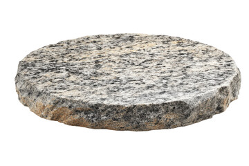 Fototapeta premium Round rough cut granite stone slab isolated on white.
