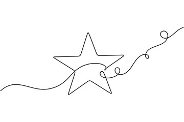 Obraz premium Romantic rose flower continuous one line drawing minimalist beautiful blooming outline vector illustration