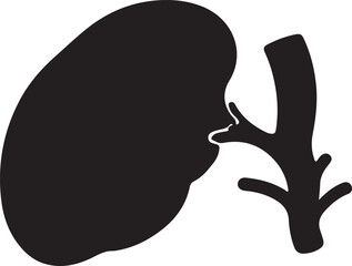 Adrenal glands icon in silhouette with dots style white background.