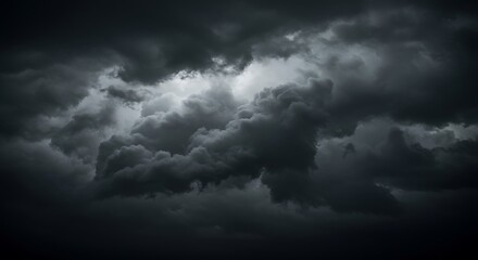 Fototapeta premium Dark storm clouds gathering ominously over the horizon, creating a dramatic and foreboding atmosphere before the rain begins, signaling nature's power.