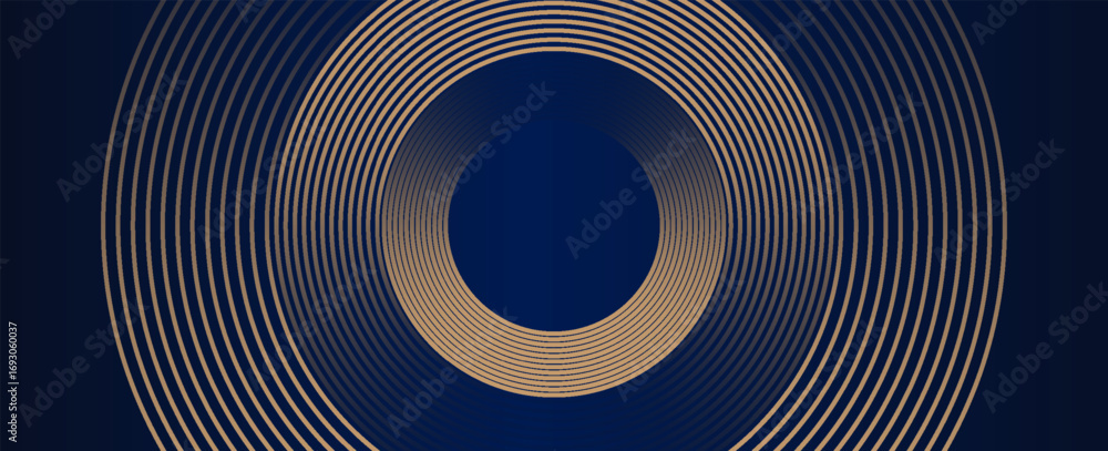 Poster gold abstract background with glowing circles. swirl circular lines pattern. geometric spiral. twirl