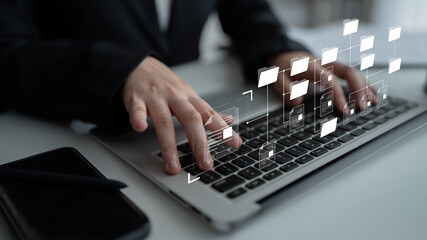 Digital file structure showing folder organization, file hierarchy, and document arrangement. File...